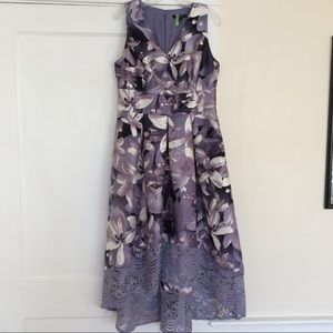 Sangria Lavender Floral High-Low Cocktail Dress